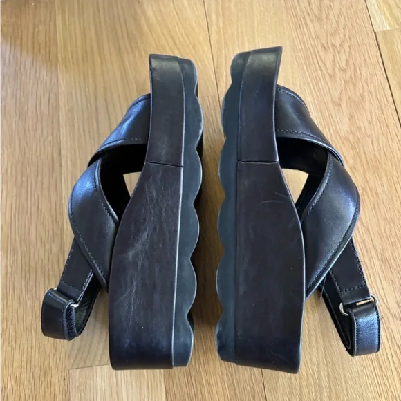 Prada Black Leather Sandals Size 37.5 - Picture 5 of 10